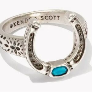 Kendra Scott Silver and Blue Filigree Horseshoe Ring